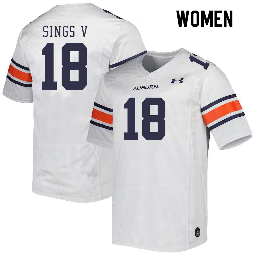 Women #18 Stephen Sings V Auburn Tigers College Football Jerseys Stitched Sale-White